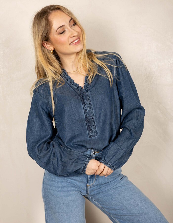 Freequent lange mouw bloes blauw