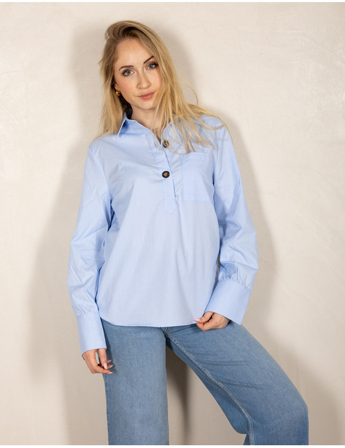 Freequent lange mouw bloes blauw