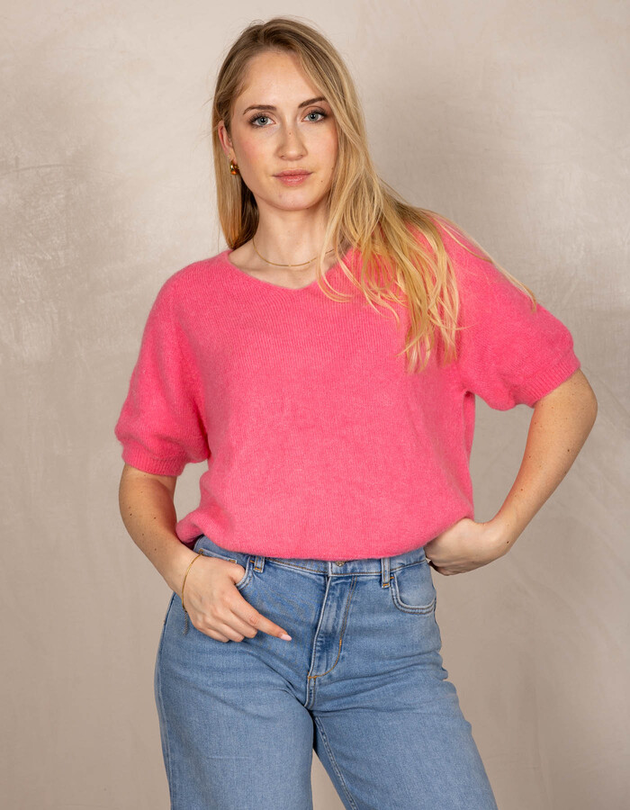 Beau Et Lou pull met v-hals roze