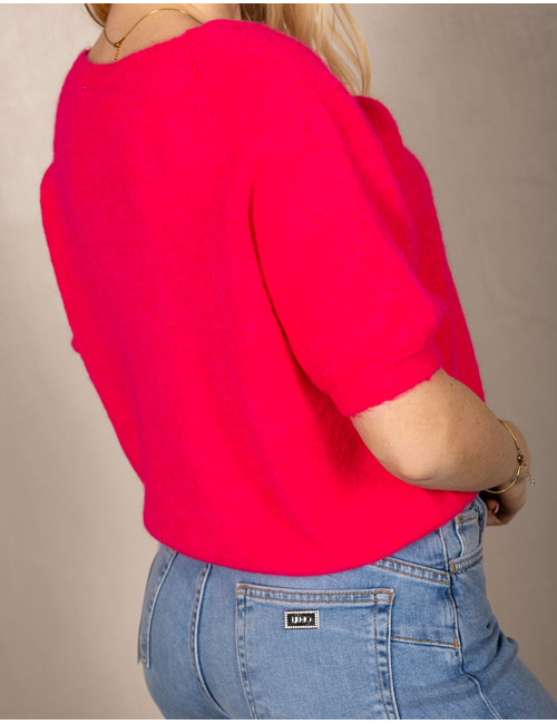 Beau Et Lou pull met v-hals fuchsia