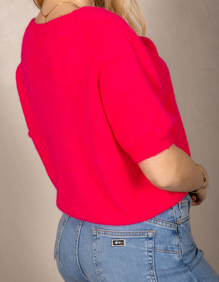 Beau Et Lou pull met v-hals fuchsia