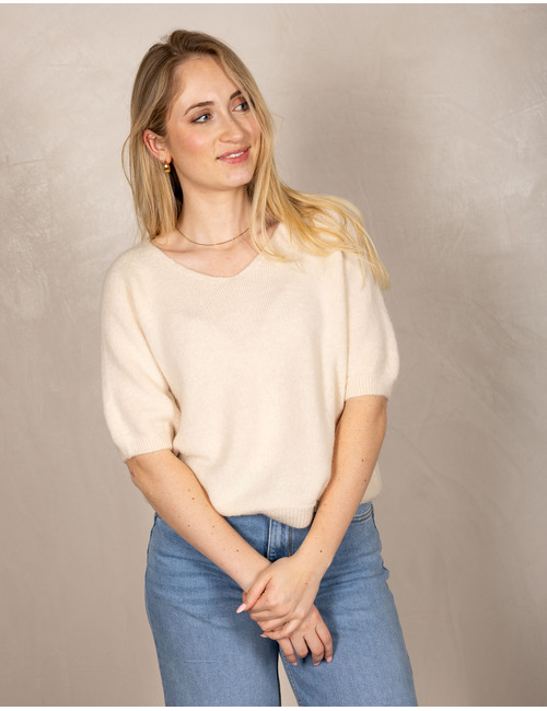 Beau Et Lou pull met v-hals beige