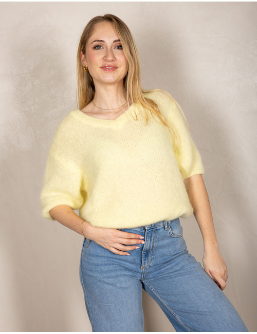 Beau Et Lou pull met v-hals geel