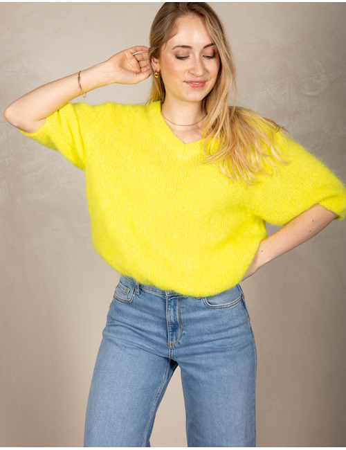 Beau Et Lou pull met v-hals geel