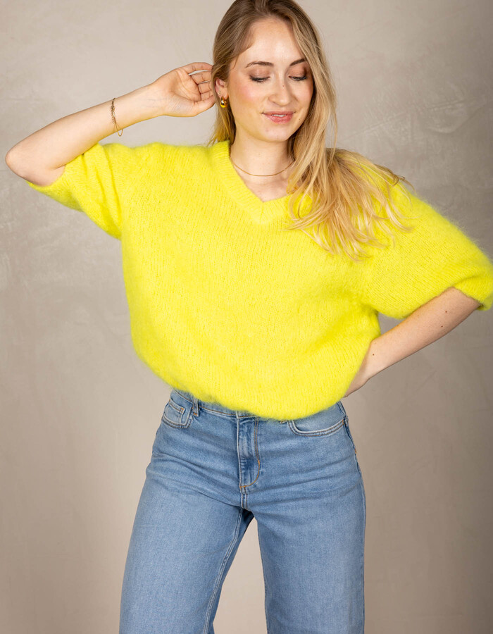 Beau Et Lou pull met v-hals geel