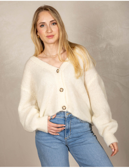 Beau Et Lou lange mouw gilet ecru