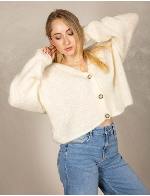 Beau Et Lou lange mouw gilet ecru