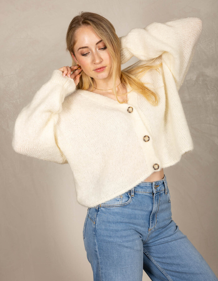 Beau Et Lou lange mouw gilet ecru