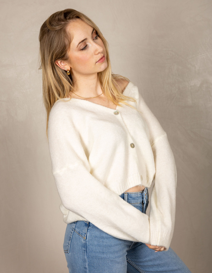 Beau Et Lou lange mouw pull ecru