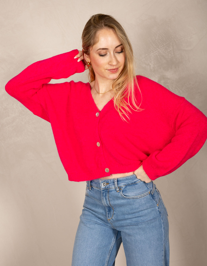 Beau Et Lou lange mouw pull fuchsia