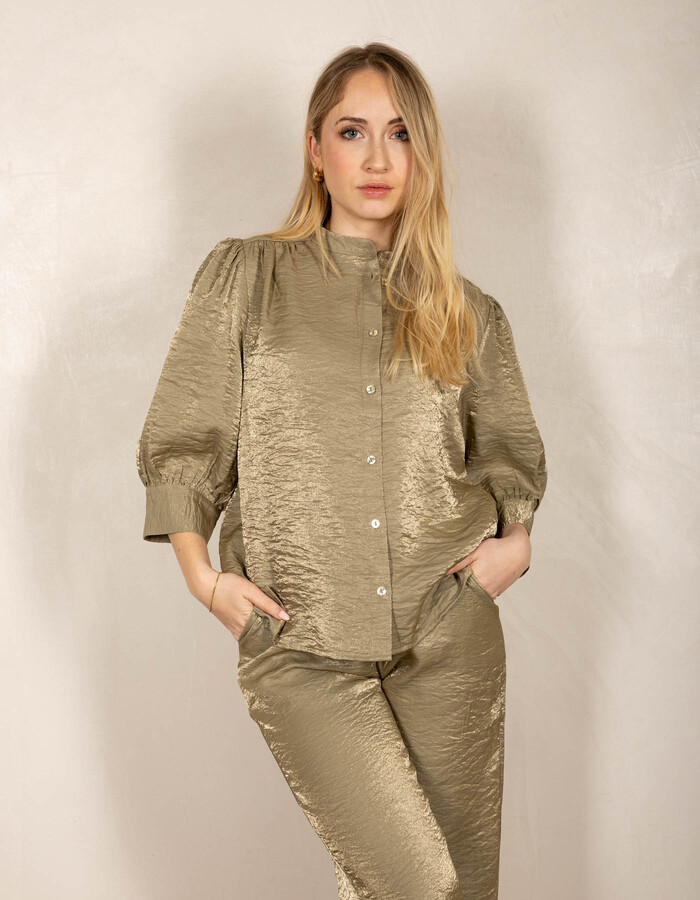 Nukus lange mouw bloes kaki