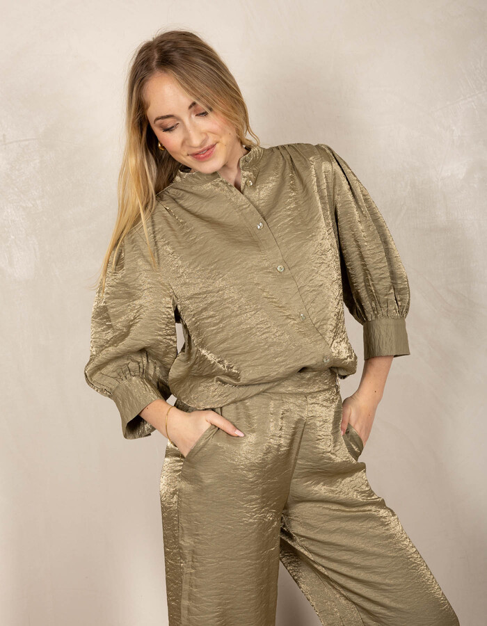 Nukus lange mouw bloes kaki