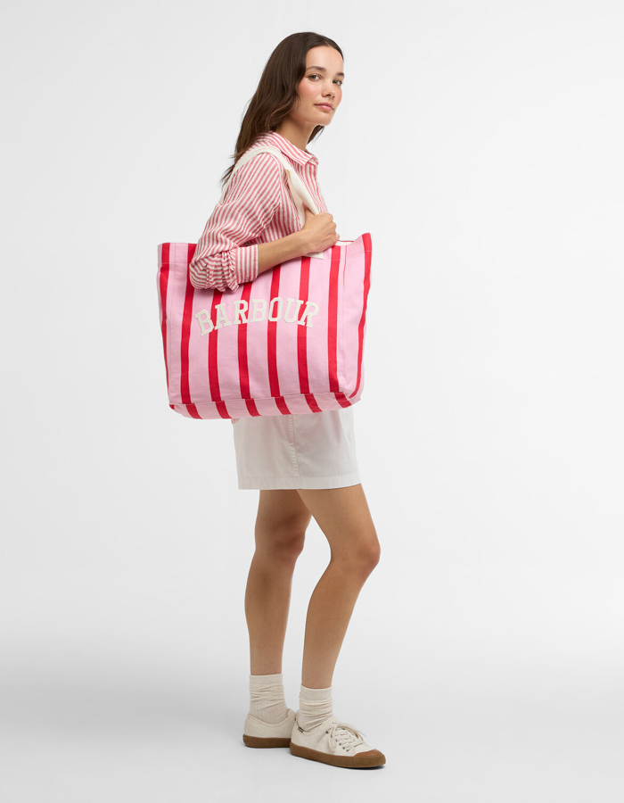 Emily stripe tote bag in cherry blossom