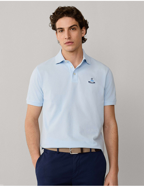 Regular fit polo van pima katoen in horizon blue