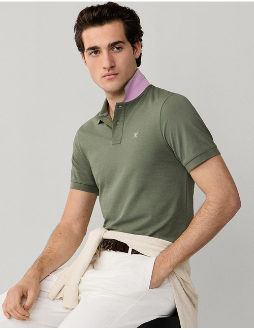 Slim fit piqué poloshirt met korte mouwen in stone green