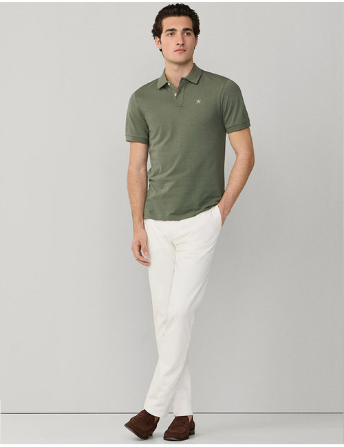 Slim fit piqué poloshirt met korte mouwen in stone green