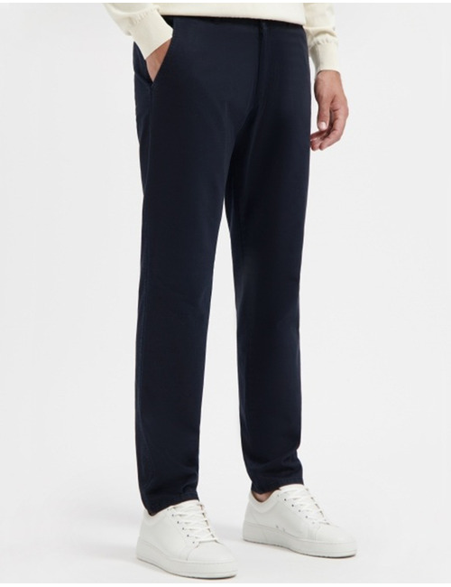 Elegance chino met subtiele dots in navy