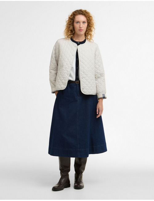 Cashel collarless quilted jacket in sand