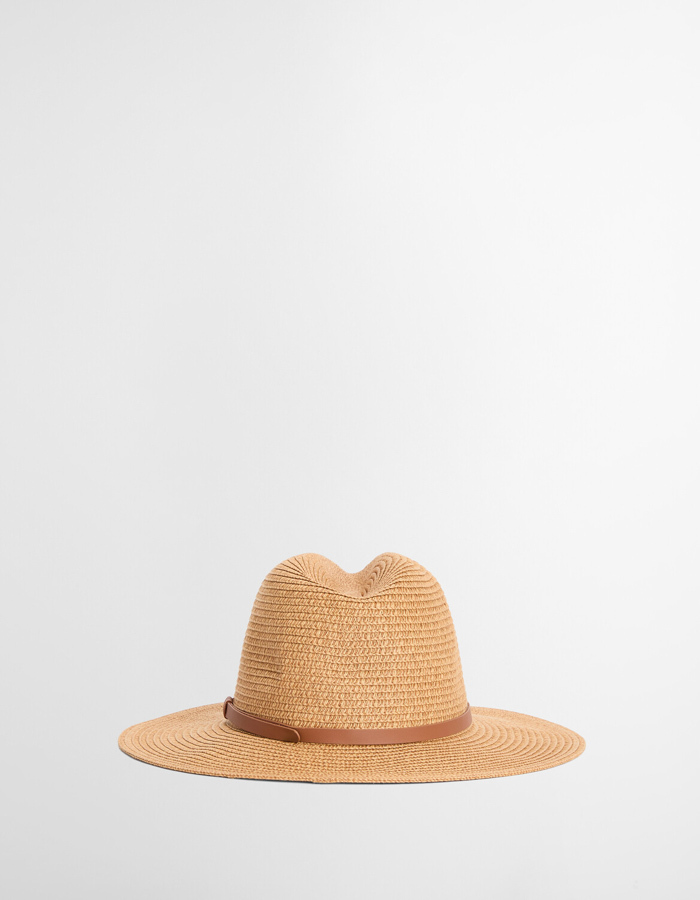 Braid trilby hat in tan