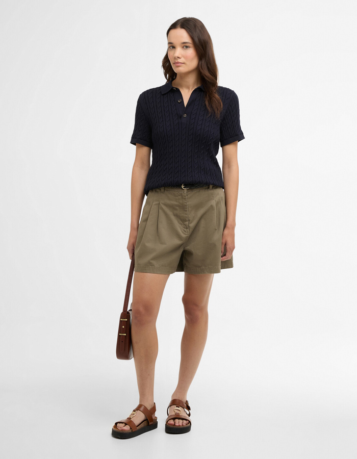 Hartland knitted polo jumper in navy