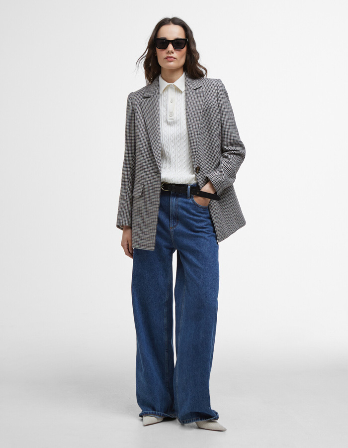 Hartland knitted polo jumper in cloud