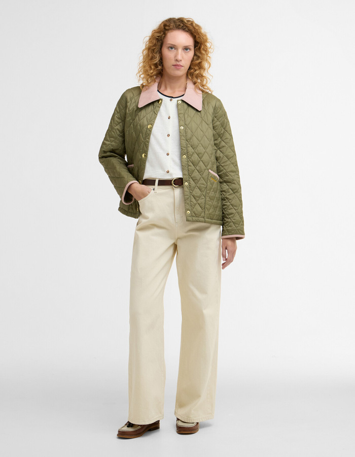 Liddesdale quilted jacket in bleached olive ancient gardenia