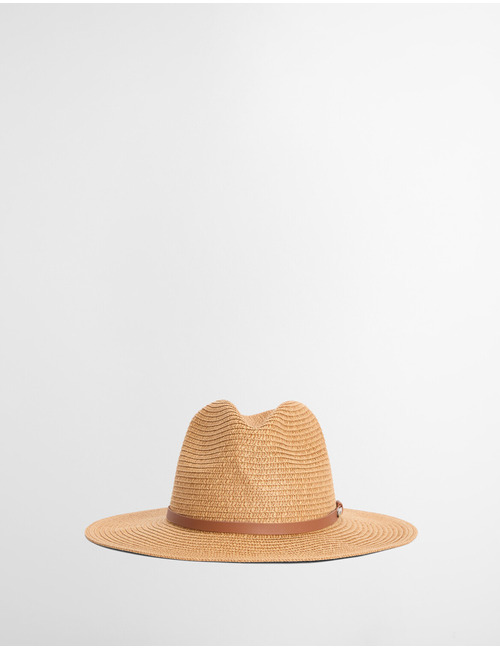 Braid trilby hat in tan