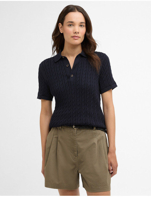 Hartland knitted polo jumper in navy