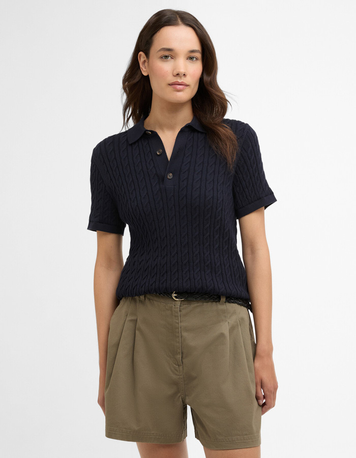 Hartland knitted polo jumper in navy
