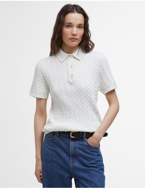 Hartland knitted polo jumper in cloud