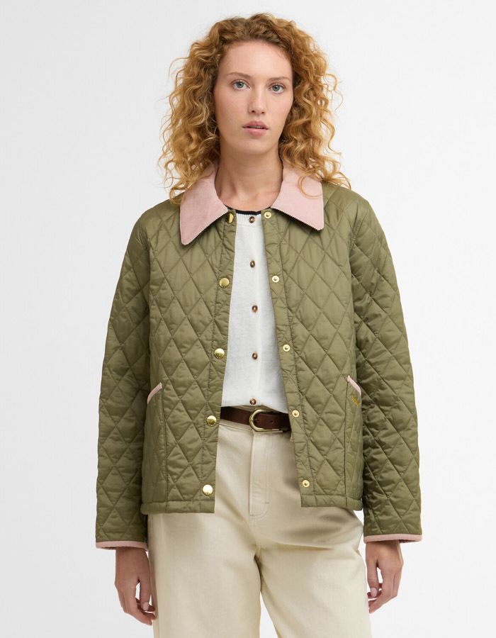 Liddesdale quilted jacket in bleached olive ancient gardenia