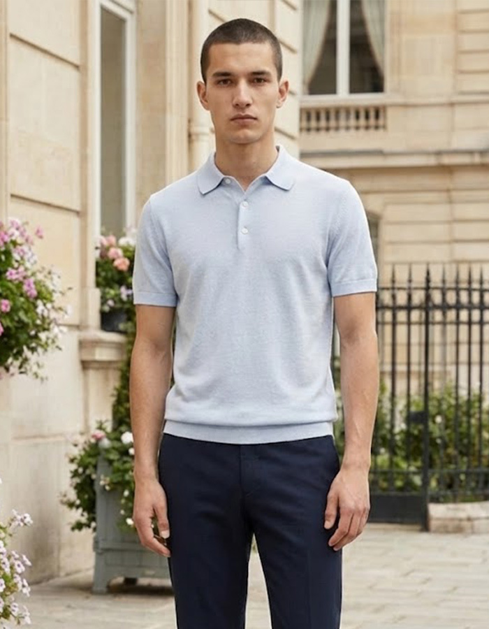 Gentiluomo slim fit polo blauw