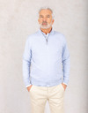 Modern fit katoenen quarter zip pull in lichtblauw