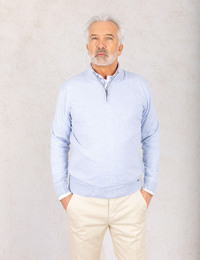 Modern fit katoenen quarter zip pull in lichtblauw