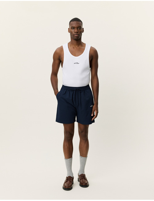 Stan seersucker swim shorts in dark navy