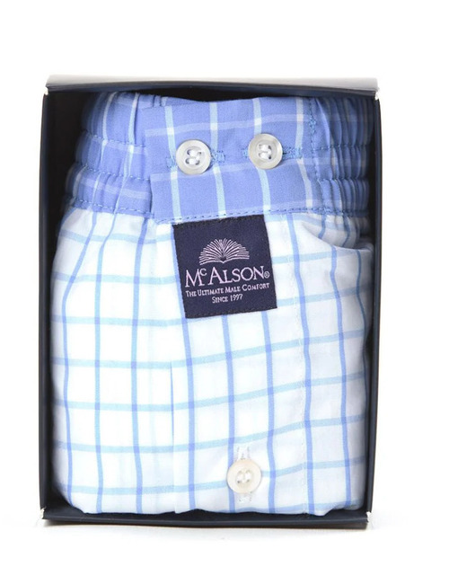 Men boxershort Checkered white baby blue