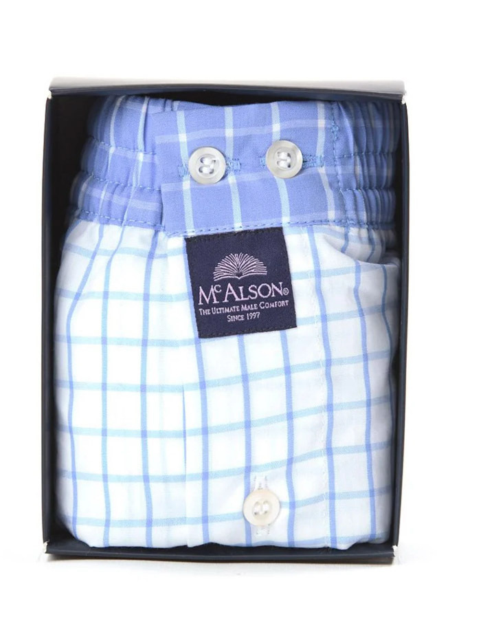 Men boxershort Checkered white baby blue