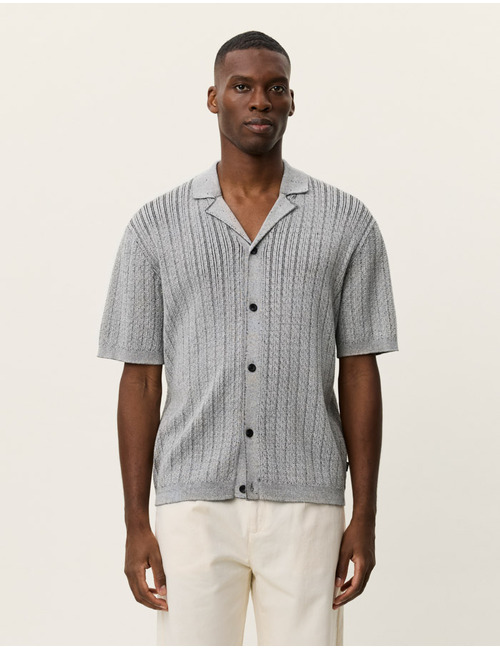 Evan knitted shirt in grey melange