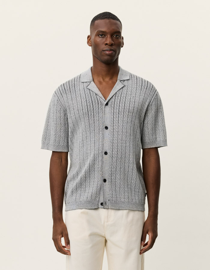 Evan knitted shirt in grey melange