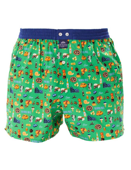 Men boxershort Travel icons green