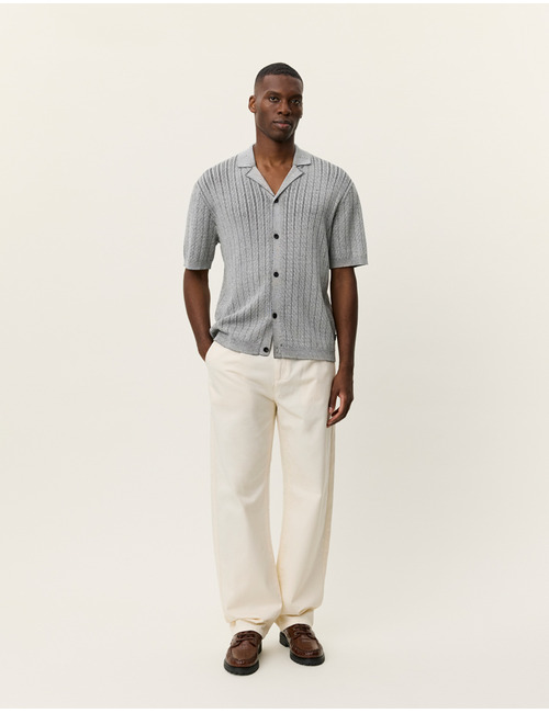 Evan knitted shirt in grey melange