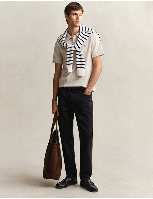 Regular fit piqué poloshirt met borstlogo in seed melange