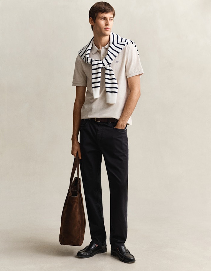 Regular fit piqué poloshirt met borstlogo in seed melange