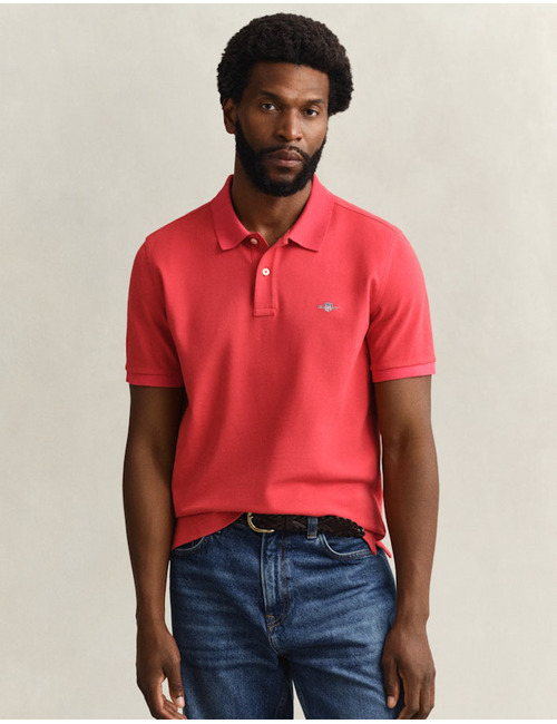 Regular fit piqué poloshirt met borstlogo in rose red