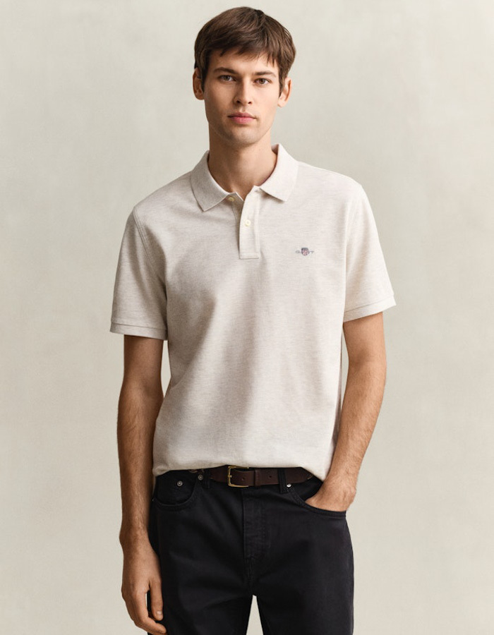 Regular fit piqué poloshirt met borstlogo in seed melange