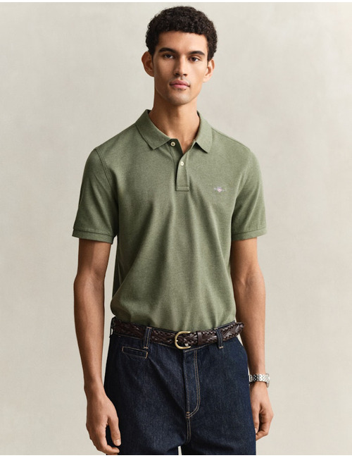 Regular fit piqué poloshirt met borstlogo in dark cactus