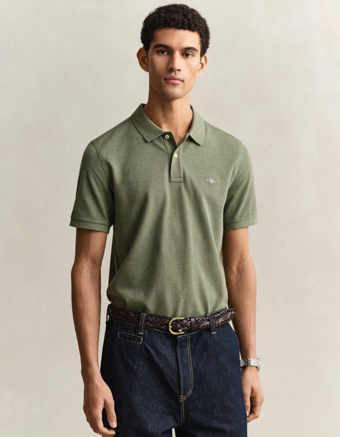 Regular fit piqué poloshirt met borstlogo in dark cactus
