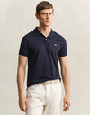 Slim fit piqué poloshirt met borstlogo in evening blue