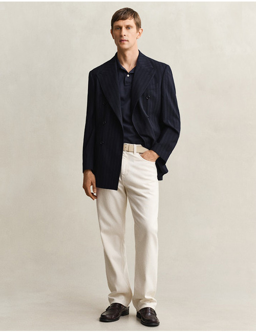 Slim fit piqué poloshirt met borstlogo in evening blue