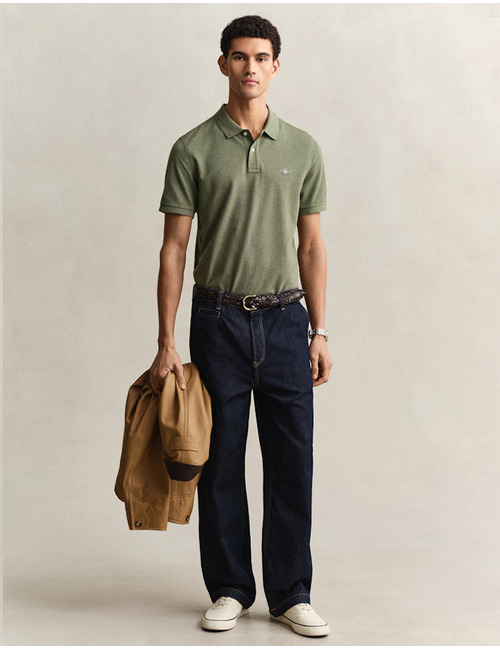 Regular fit piqué poloshirt met borstlogo in dark cactus